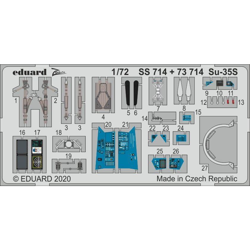 【新製品】73714 塗装済 スホーイ Su-35S フランカー エッチングパーツ (グレートウォール用)