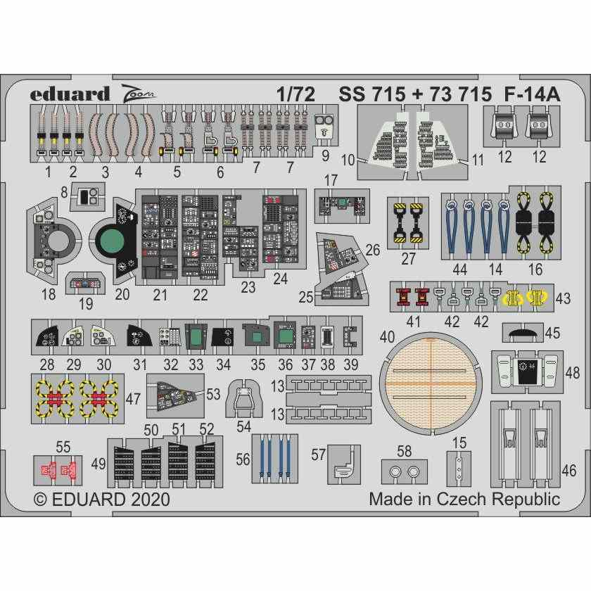 【新製品】73715 塗装済 グラマン F-14A トムキャット エッチングパーツ (グレートウォール用)