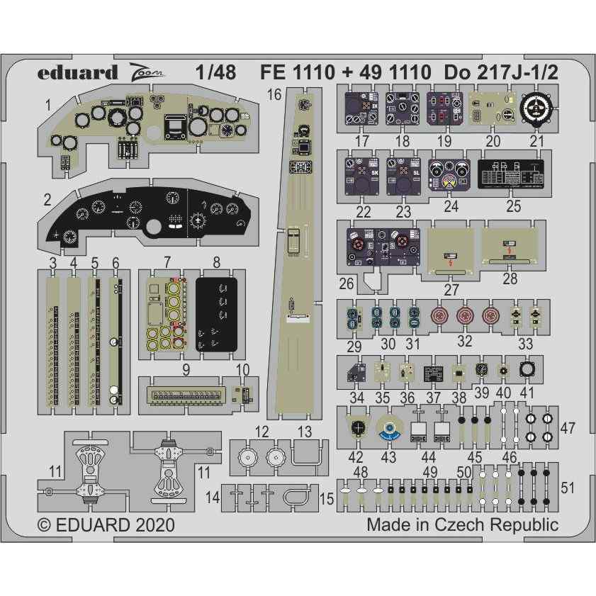 【新製品】491110 塗装済 ドルニエ Do217J-1/2 内装エッチングパーツ (ICM用)