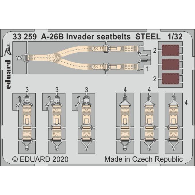 【新製品】33259 塗装済 ダグラス A-26B インベーダー シートベルト (ステンレス製)(ホビーボス用)