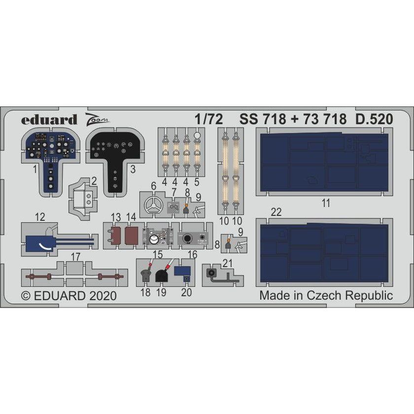 【新製品】73718 塗装済 デヴォアティーヌ D.520 エッチングパーツ (ハセガワ/ホビー2000用)