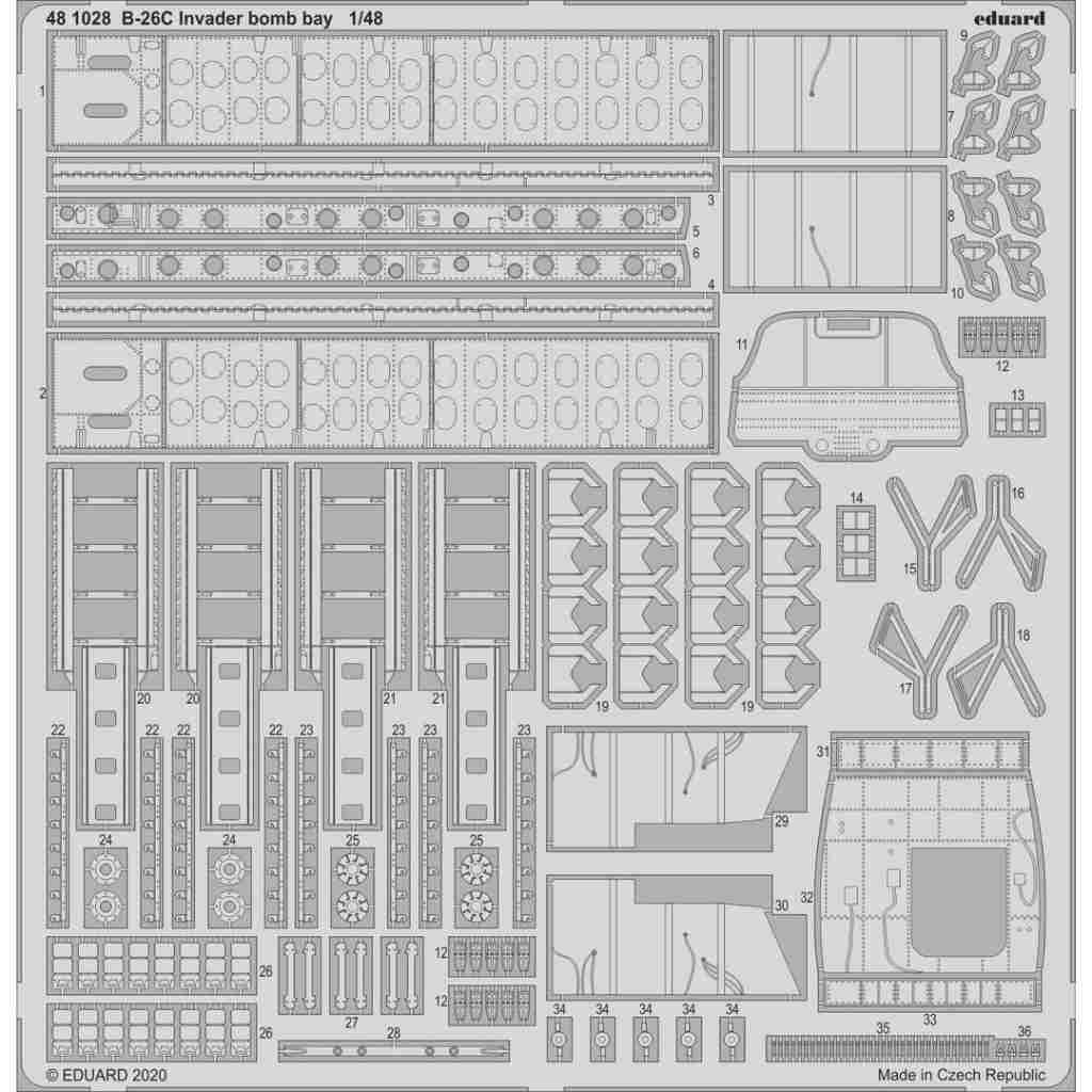 【新製品】481028 ダグラス B-26C インベーダー 爆弾槽 エッチングパーツ (ICM用)