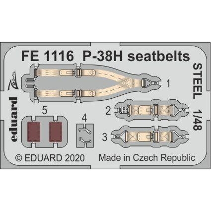 【新製品】FE1116 塗装済 ロッキード P-38H ライトニング シートベルト (ステンレス製) (タミヤ用)