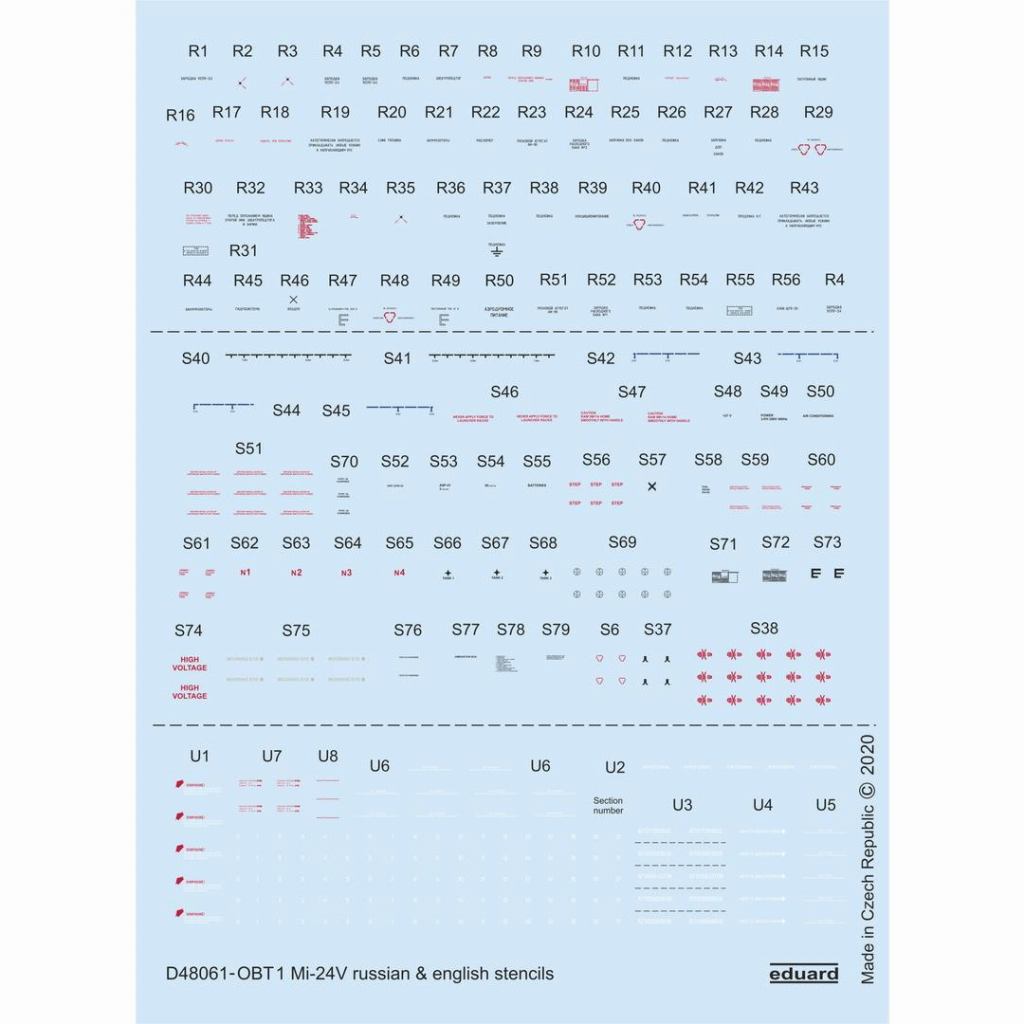 【新製品】D48061 ミル Mi-24V ハインド データステンシルデカール (英語/ロシア語)(ズべズダ用)