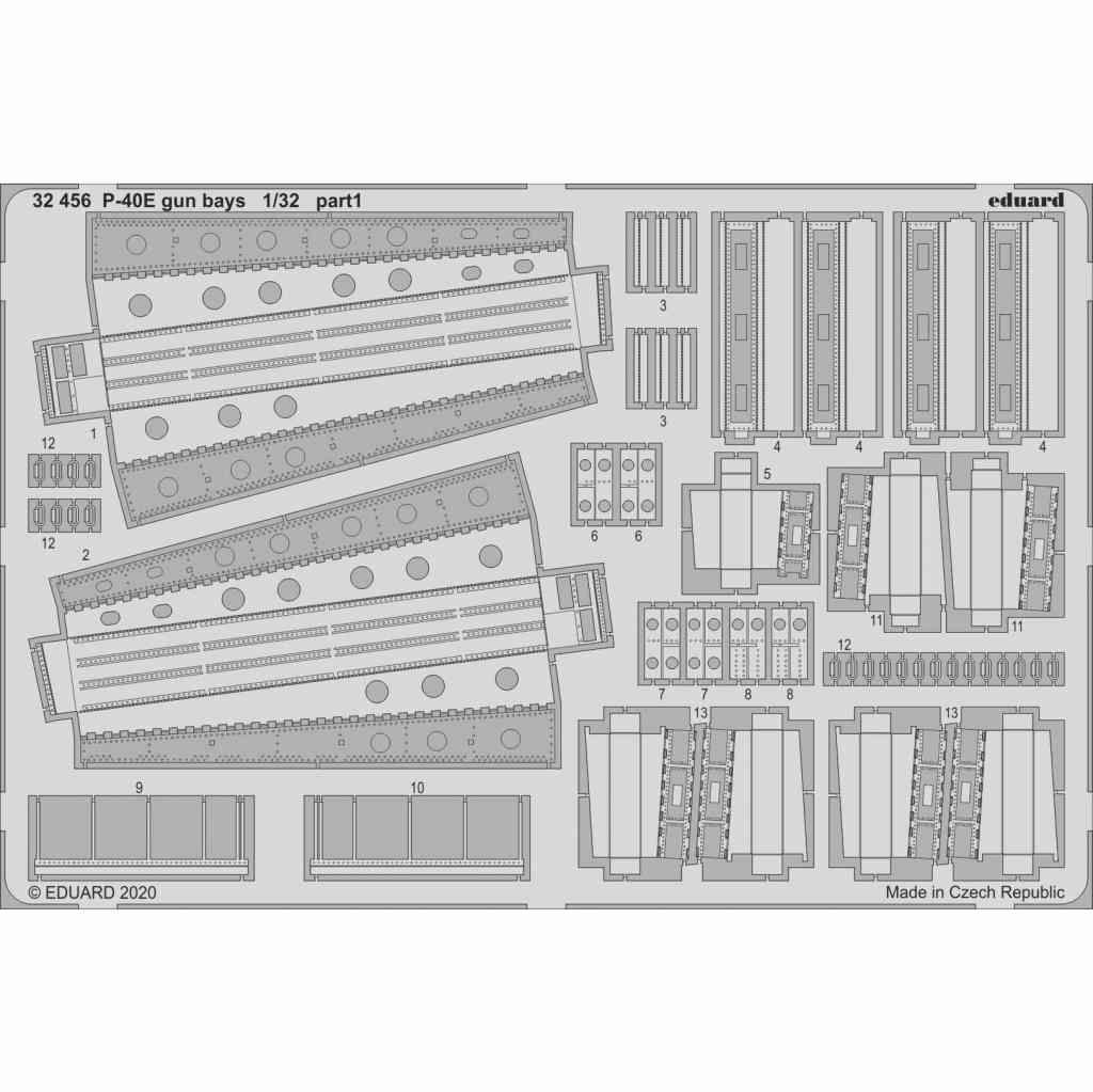 【新製品】32456 カーチス P-40E ウォーホーク ガンベイ エッチングパーツ (トランぺッター用)