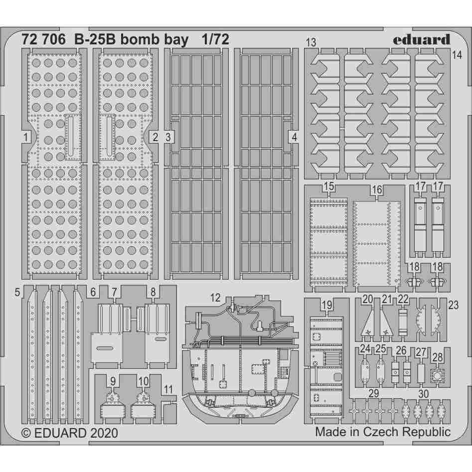 【新製品】72706 ノースアメリカン B-25B ミッチェル 爆弾槽 エッチングパーツ (エアフィックス用)