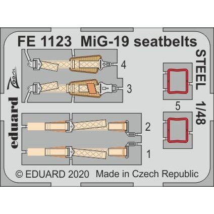 【新製品】FE1123 塗装済 ミグ MiG-19 ファーマー シートベルト (ステンレス製) (エデュアルド/トランペッター用)