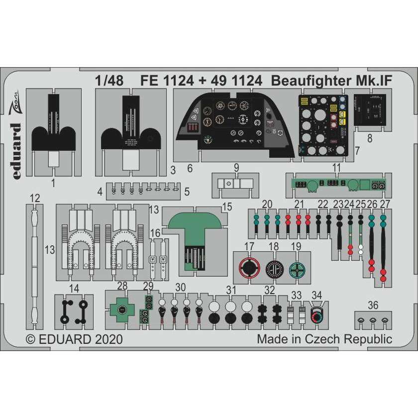 【新製品】FE1124 塗装済 ボーファイター Mk.IF ズームエッチングパーツ(レベル用)