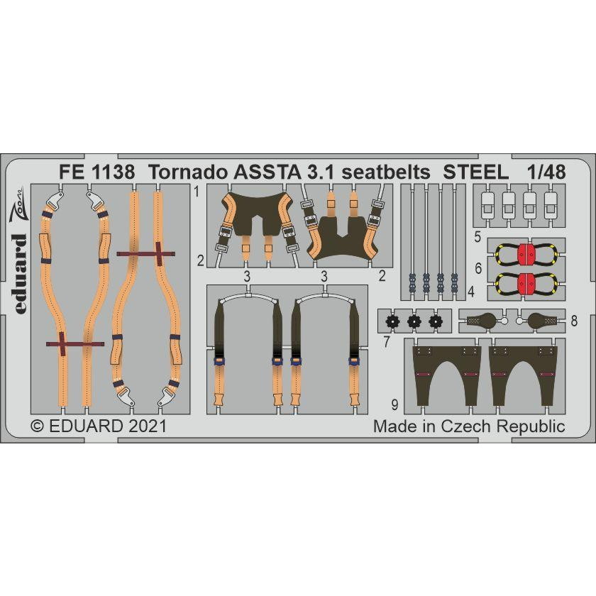 【新製品】FE1138 塗装済 1/48 トーネード ASSTA 3.1 シートベルト (ステンレス製)(レベル用)