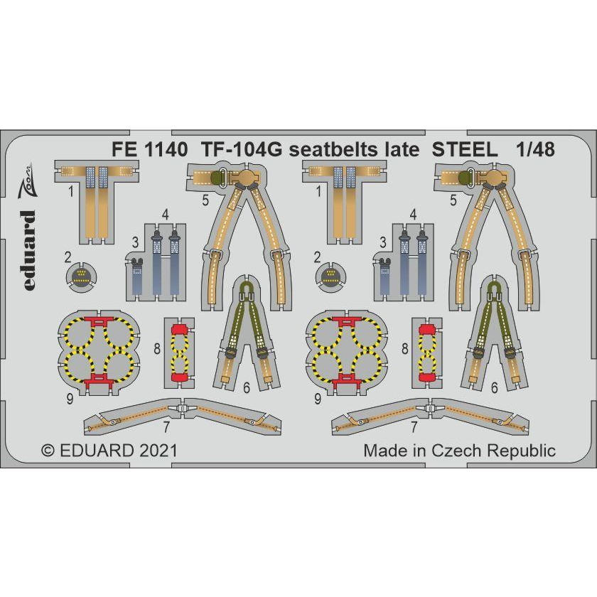 【新製品】FE1140 塗装済 1/48 TF-104G (後期型) シートベルト (ステンレス製)(キネティック用)