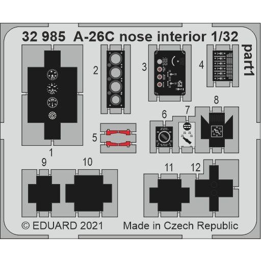 【新製品】32985 塗装済 A-26C 機首内装エッチングパーツ (ホビーボス用)