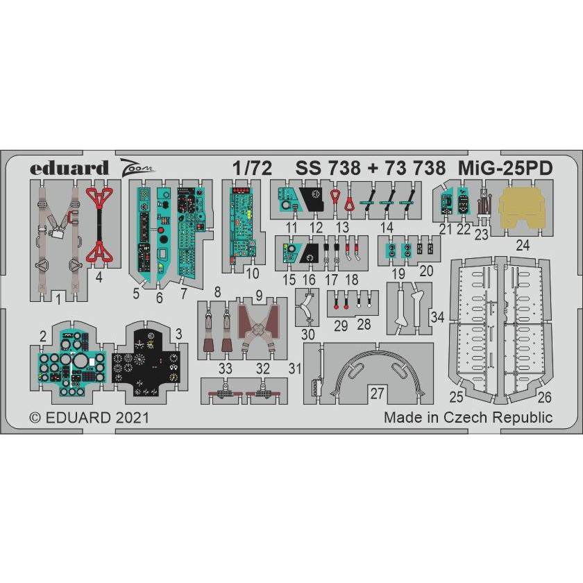 【新製品】73738 塗装済 MiG-25PD エッチングパーツ (ICM用)