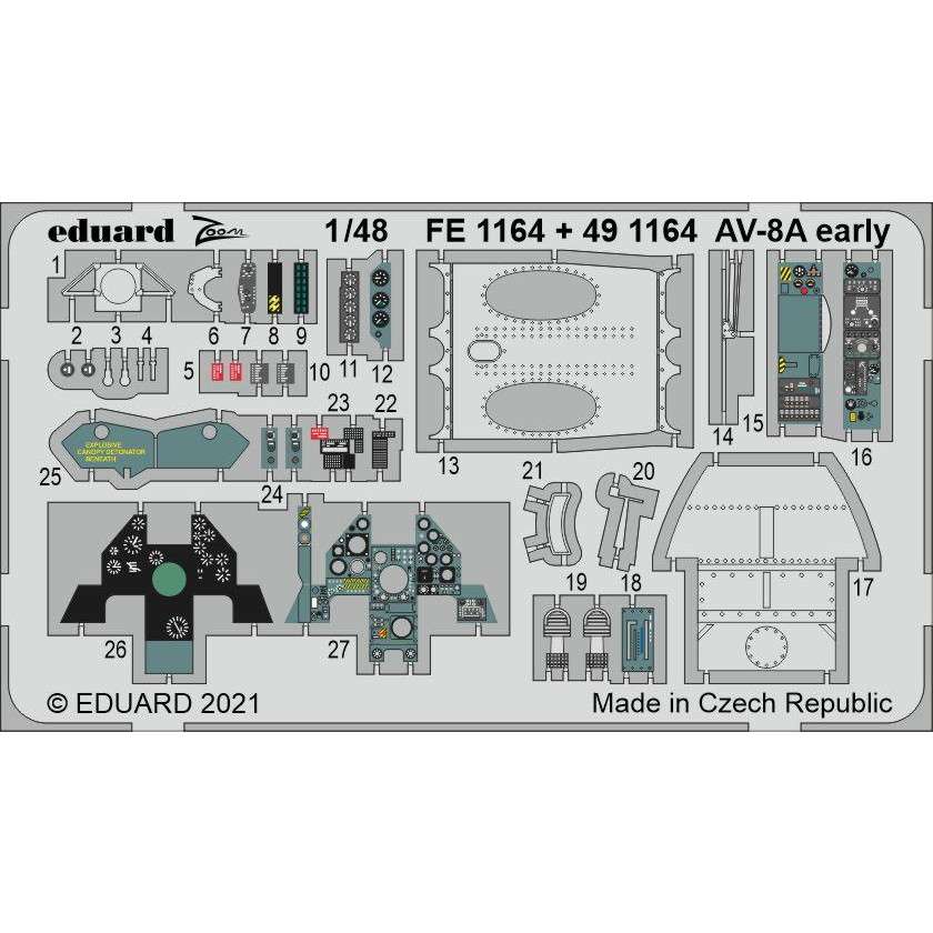 【新製品】491164 塗装済 AV-8A (初期型) エッチングパーツ (キネティック用)