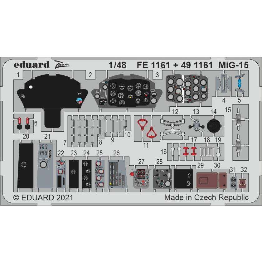 【新製品】FE1161 塗装済 MiG-15 ズームエッチングパーツ (ブロンコ用)