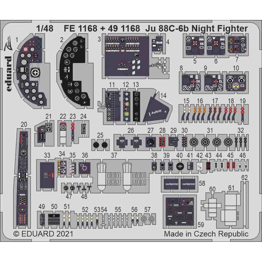 【新製品】FE1168 塗装済 Ju88C-6b 夜間戦闘機 ズームエッチングパーツ (ICM用)