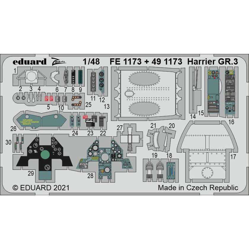 【新製品】491173 塗装済 1/48 ハリアー GR.3 エッチングパーツ (キネティック用)