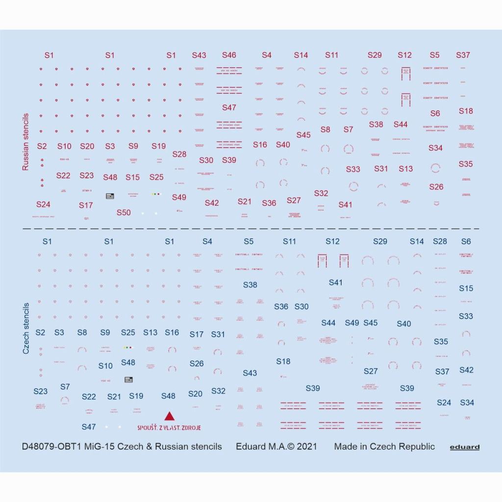 【新製品】D48079 1/48 ミグ MiG-15 ファゴット データーステンシルデカール (チェコ語・ロシア語)(ブロンコ用)