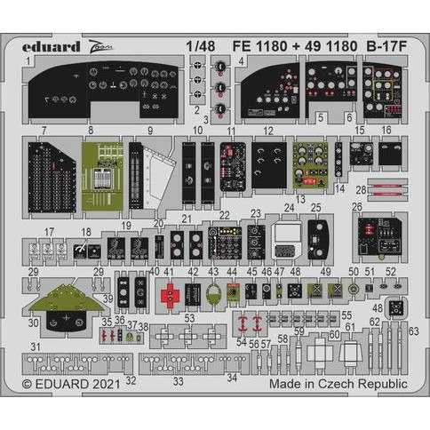 【新製品】481180 塗装済 1/48 ボーイング B-17F フライングフォートレス コックピット内装エッチングパーツ (HKモデル用)