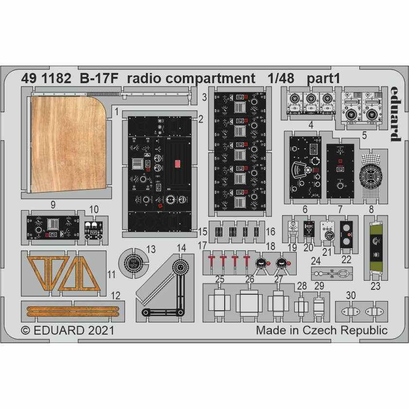 【新製品】491182 塗装済 1/48 B-17F 無線室内装エッチングパーツ (HKモデル用)