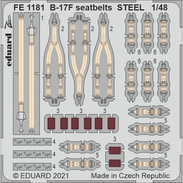 【新製品】FE1181 塗装済 1/48 ボーイング B-17F フライングフォートレス シートベルト (ステンレス製) (HKモデル用)