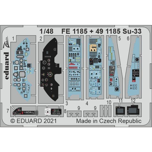 【新製品】FE1185 塗装済 1/48 スホーイ Su-33 フランカー ズームエッチングパーツ (ミニベース用)