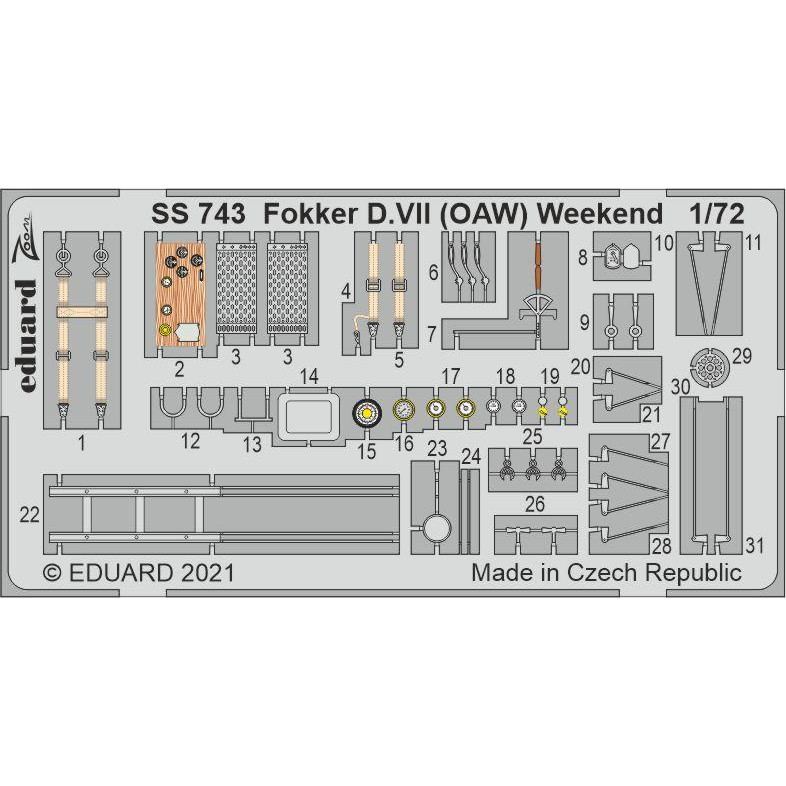 【新製品】SS743 塗装済 1/72 フォッカー D.VII (OAW) ズームエッチングパーツ (エデュアルド用)