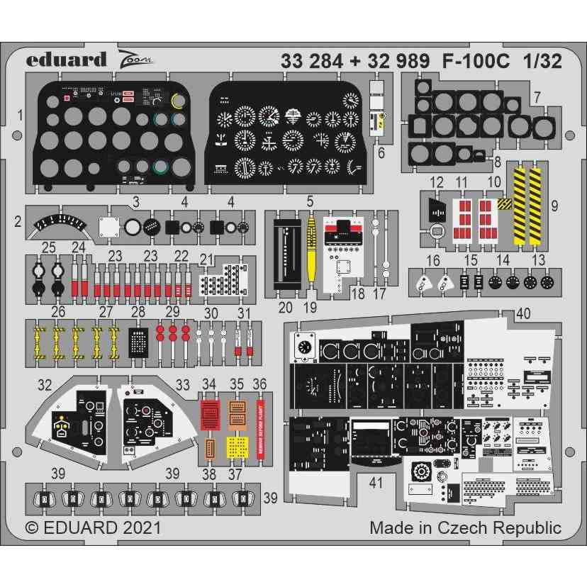 【新製品】33284 塗装済 1/32 ノースアメリカン F-100C スーパーセイバー ズーム エッチングパーツ (トランぺッター用)