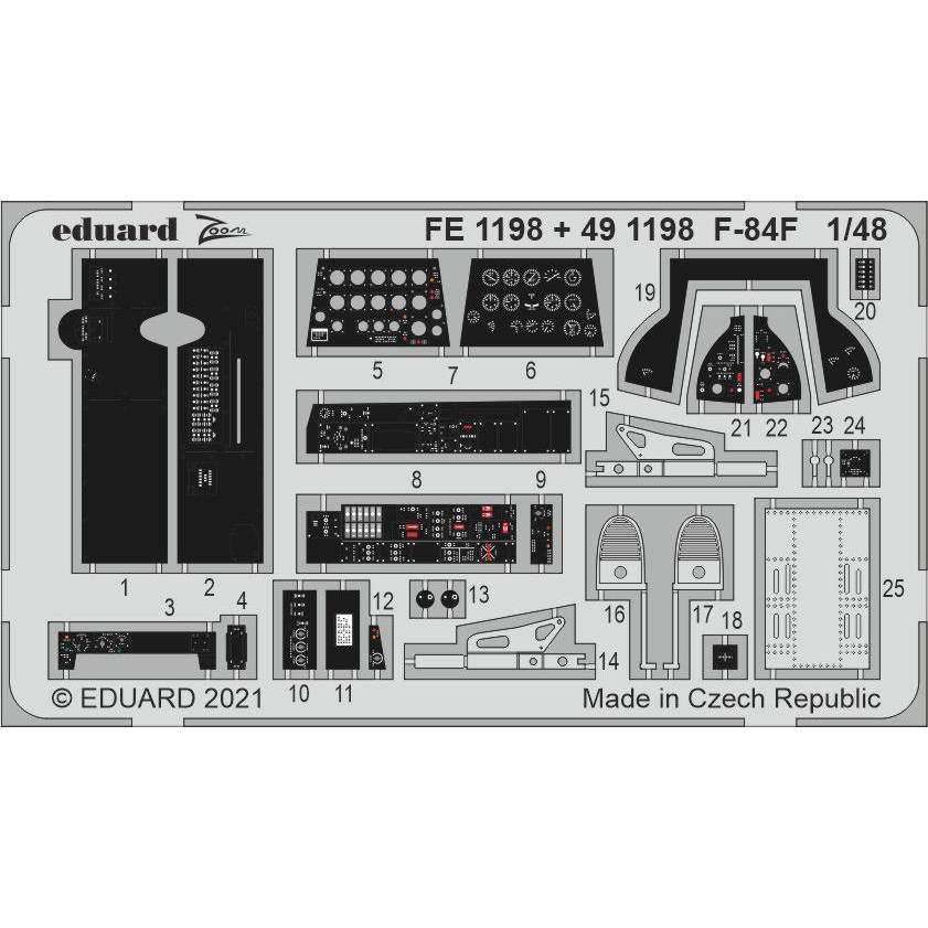 【新製品】491198 塗装済 1/48 リパブリック F-84F サンダーストリーク エッチングパーツ (キネティック用)