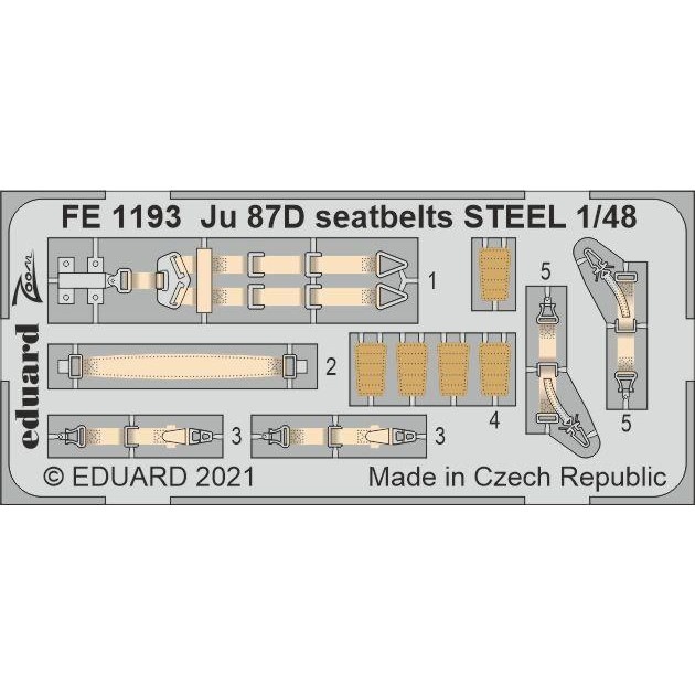 【新製品】FE1193 塗装済 1/48 ユンカース Ju87D スツーカ シートベルト (ステンレス製) (ハセガワ用)