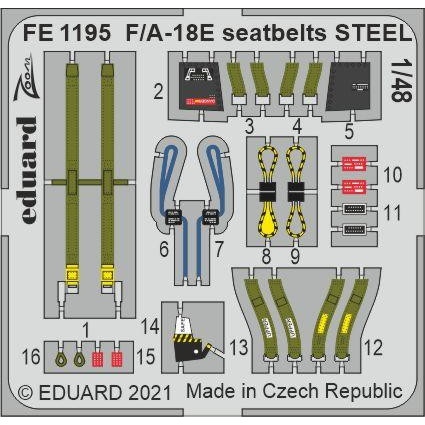 【新製品】FE1195 塗装済 1/48 ボーイング F/A-18E スーパーホーネット シートベルト (ステンレス製) (モンモデル用)