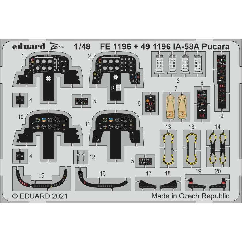 【新製品】FE1196 塗装済 1/48 IA-58A プカラ ズーム エッチングパーツ (キネティック用)