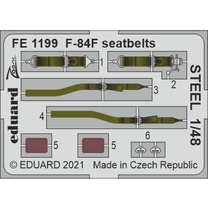 【新製品】FE1199 塗装済 1/48 リパブリック F-84F サンダーストリーク シートベルト (ステンレス製) (キネティック用)