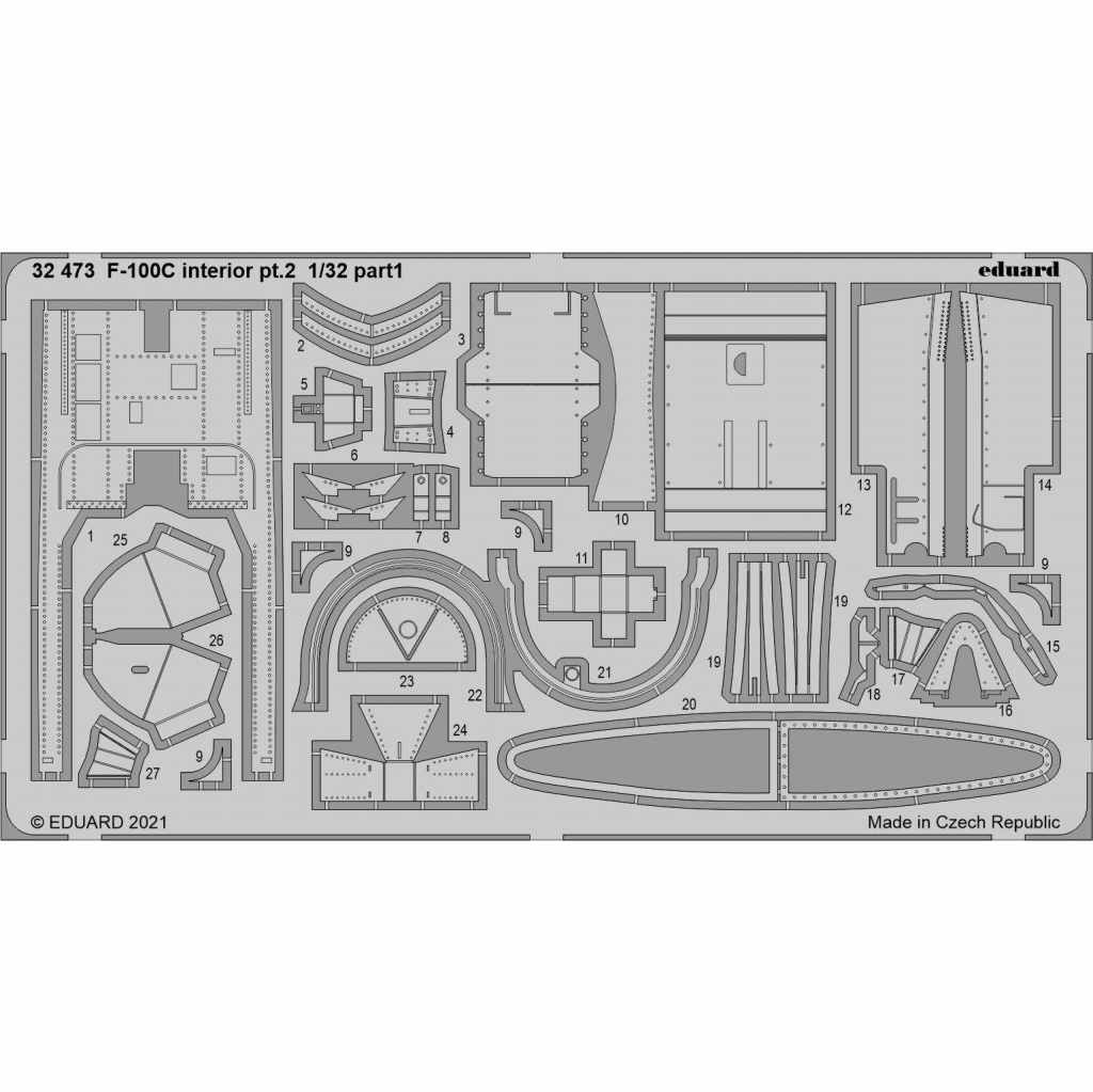 【新製品】32473 1/32 ノースアメリカン F-100C スーパーセイバー 内装エッチング パート2 (トランぺッター用)