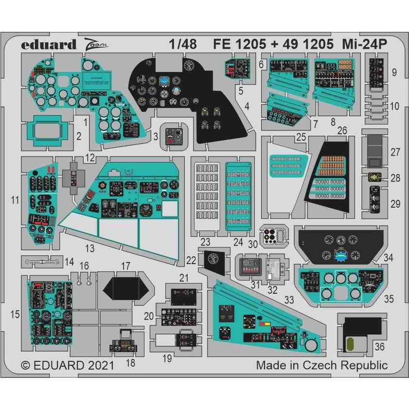 【新製品】FE1205 塗装済 1/48 ミル Mi-24P ハインド ズームエッチングパーツ (ズべズダ用)