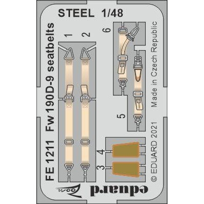 【新製品】FE1211 塗装済 1/48 フォッケウルフ Fw190D-9 シートベルト (ステンレス製) (エデュアルド用)