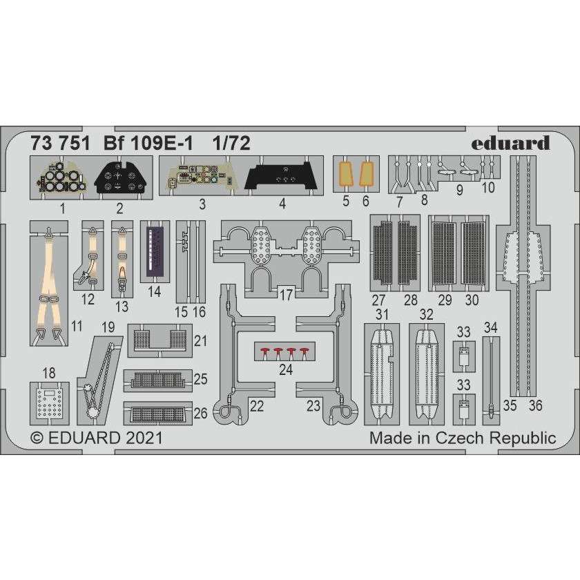 【新製品】73751 塗装済 1/72 メッサーシュミット Bf109E-1 エッチングパーツ (スペシャルホビー用)