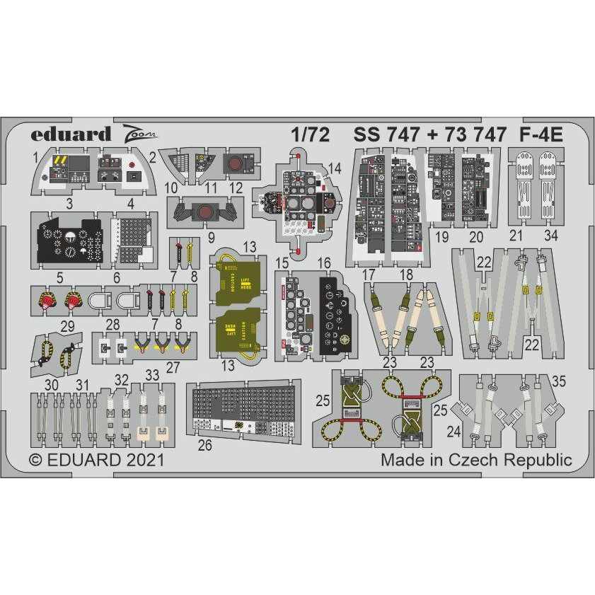 【新製品】SS747 塗装済 1/72 マクドネル・ダグラス F-4E ファントムII ズームエッチングパーツ (ファインモールド用)