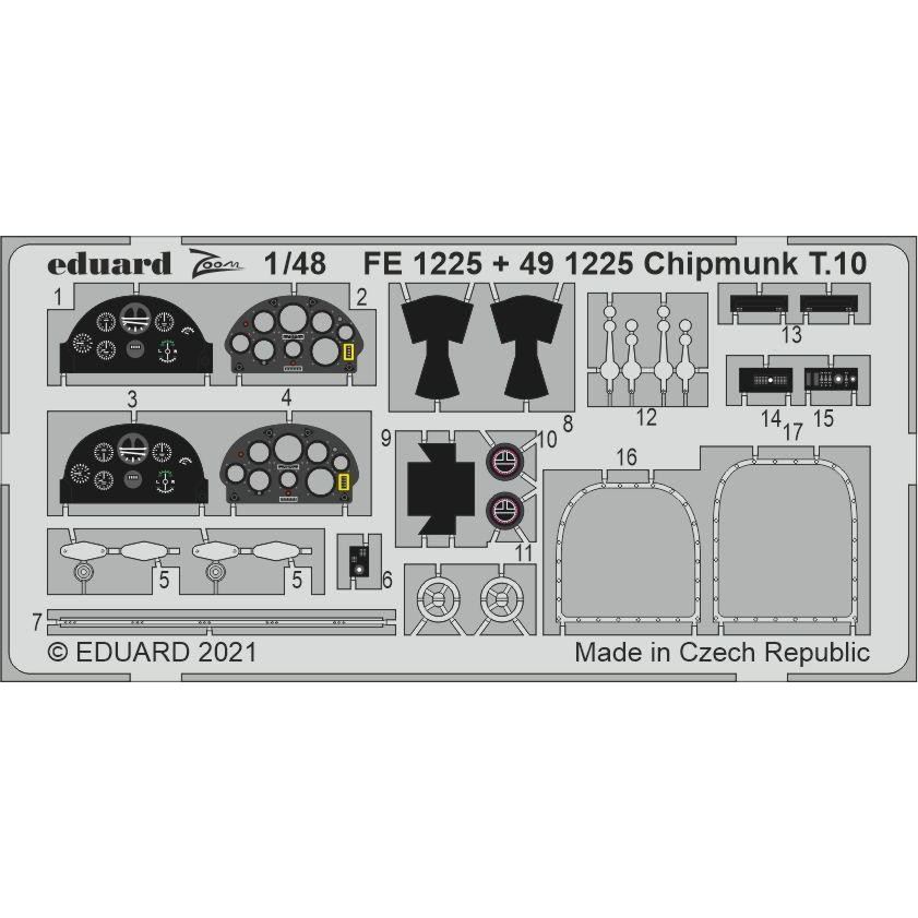 【新製品】FE1225 塗装済 1/48 デ・ハビランド チップマンク T.10 ズームエッチングパーツ(エアフィックス用)