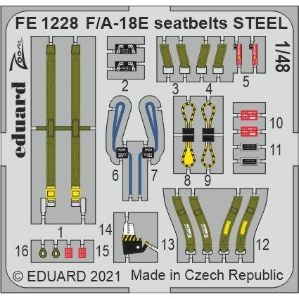 【新製品】FE1228 塗装済 1/48 ボーイング F/A-18E スーパーホーネット シートベルト (ステンレス製) (ホビーボス用)