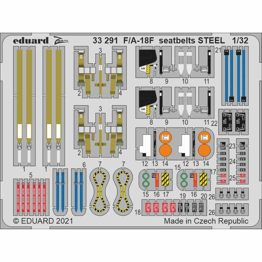 【新製品】33291 塗装済 1/32 F/A-18F シートベルト (ステンレス製) (レベル用)