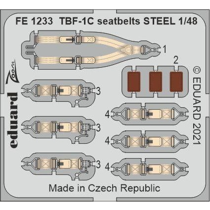 【新製品】FE1233 塗装済 1/48 TBF-1C シートベルト (ステンレス製) (アカデミー用)