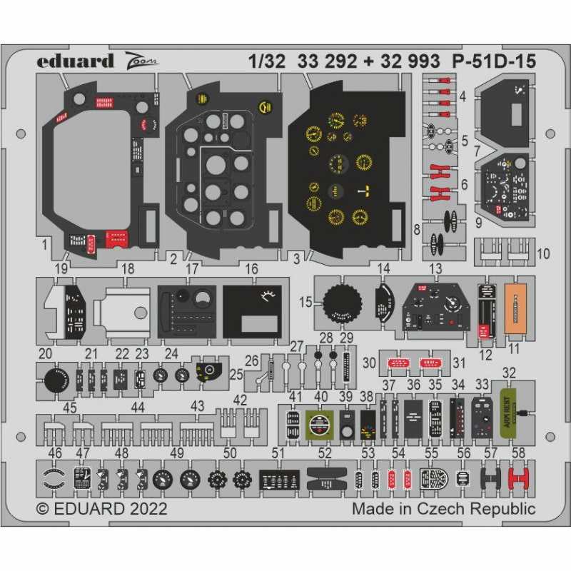 【新製品】32993)塗装済 1/32 P-51D-15 内装エッチングパーツ (レベル用)