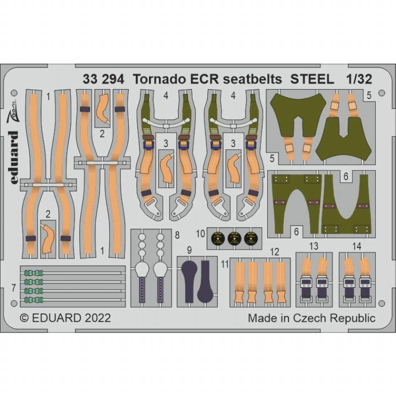 【新製品】33294 塗装済 1/32 トーネード ECRシートベルト (ステンレス製) (イタレリ用)