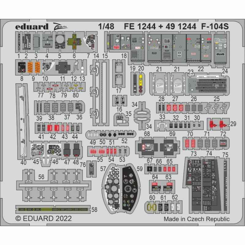 【新製品】491244 塗装済 1/48 F-104S エッチングパーツ (キネティック用)