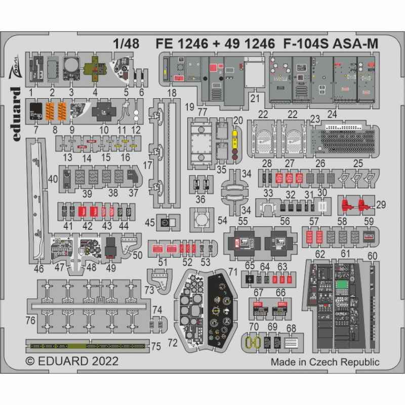 【新製品】491246 塗装済 1/48 F-104S ASA-M エッチングパーツ (キネティック用)