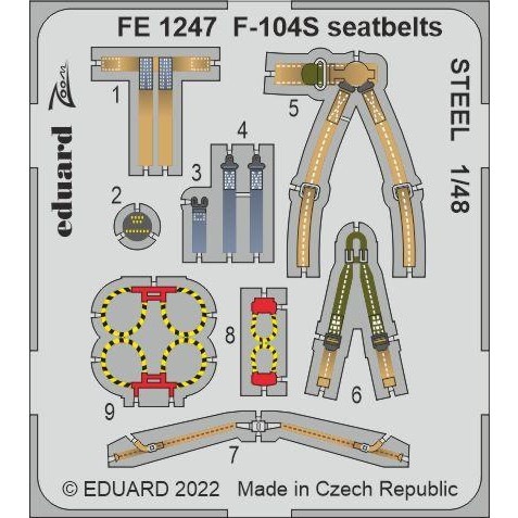 【新製品】FE1247 塗装済 1/48 F-104S シートベルト (ステンレス製) (キネティック用)