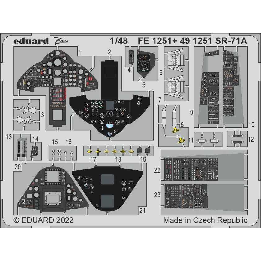 【新製品】491251 塗装済 1/48 ロッキード SR-71A ブラックバード 内装エッチングパーツ (レベル用)