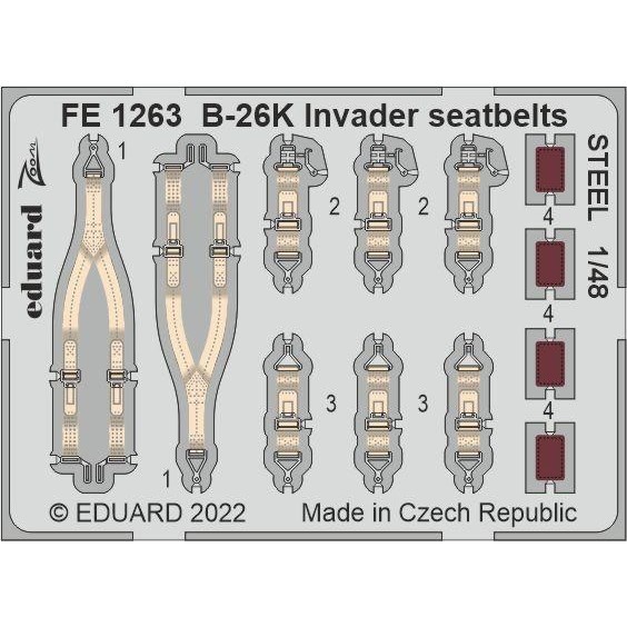 【新製品】FE1263 塗装済 1/48 ダグラス B-26K インベーダー シートベルト (ステンレス製) (ICM用)