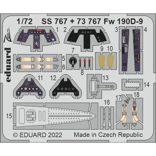 【新製品】SS767 塗装済 1/72 フォッケウルフ Fw190D-9 ズームエッチングパーツ (IBG用)