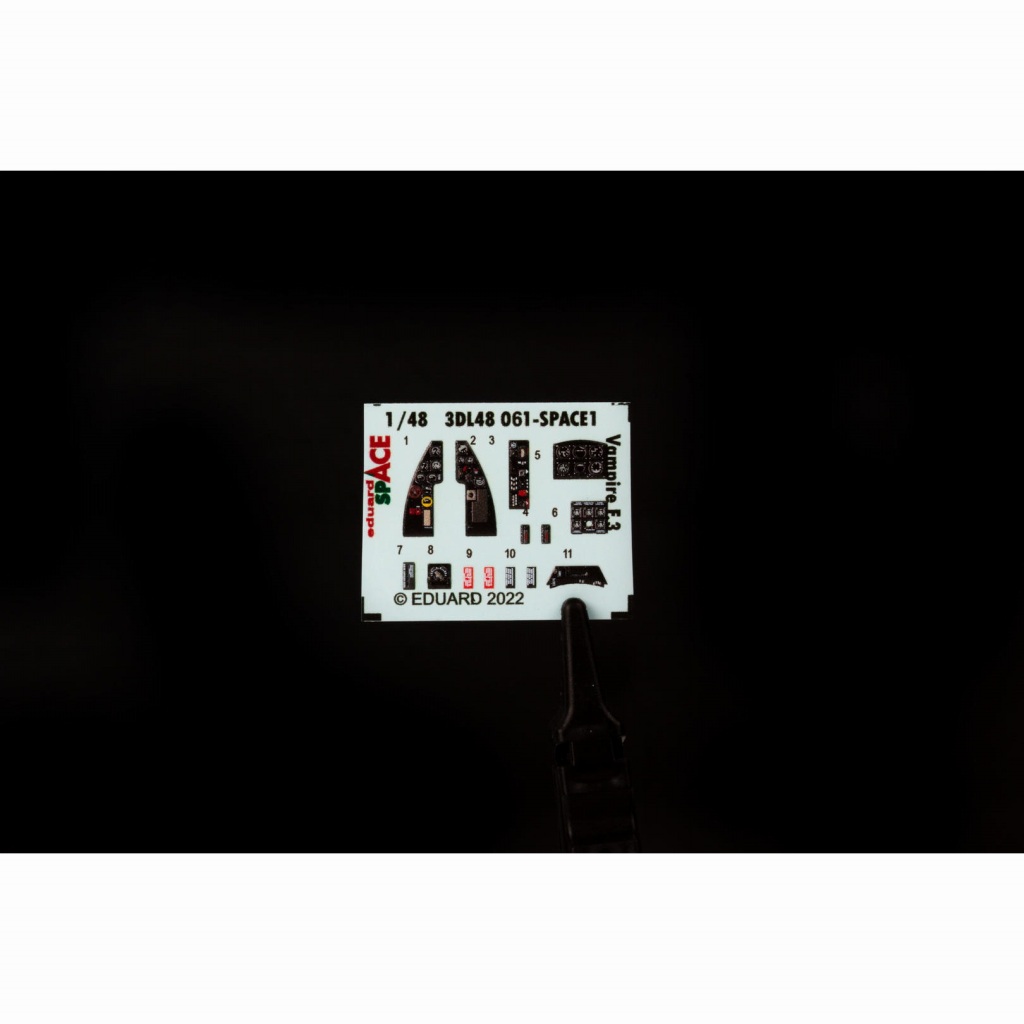 【新製品】3DL48061 1/48 デ・ハビランド ヴァンパイア F.3 ｢スペース｣内装3Dデカール w/エッチングパーツセット (エアフィックス用)